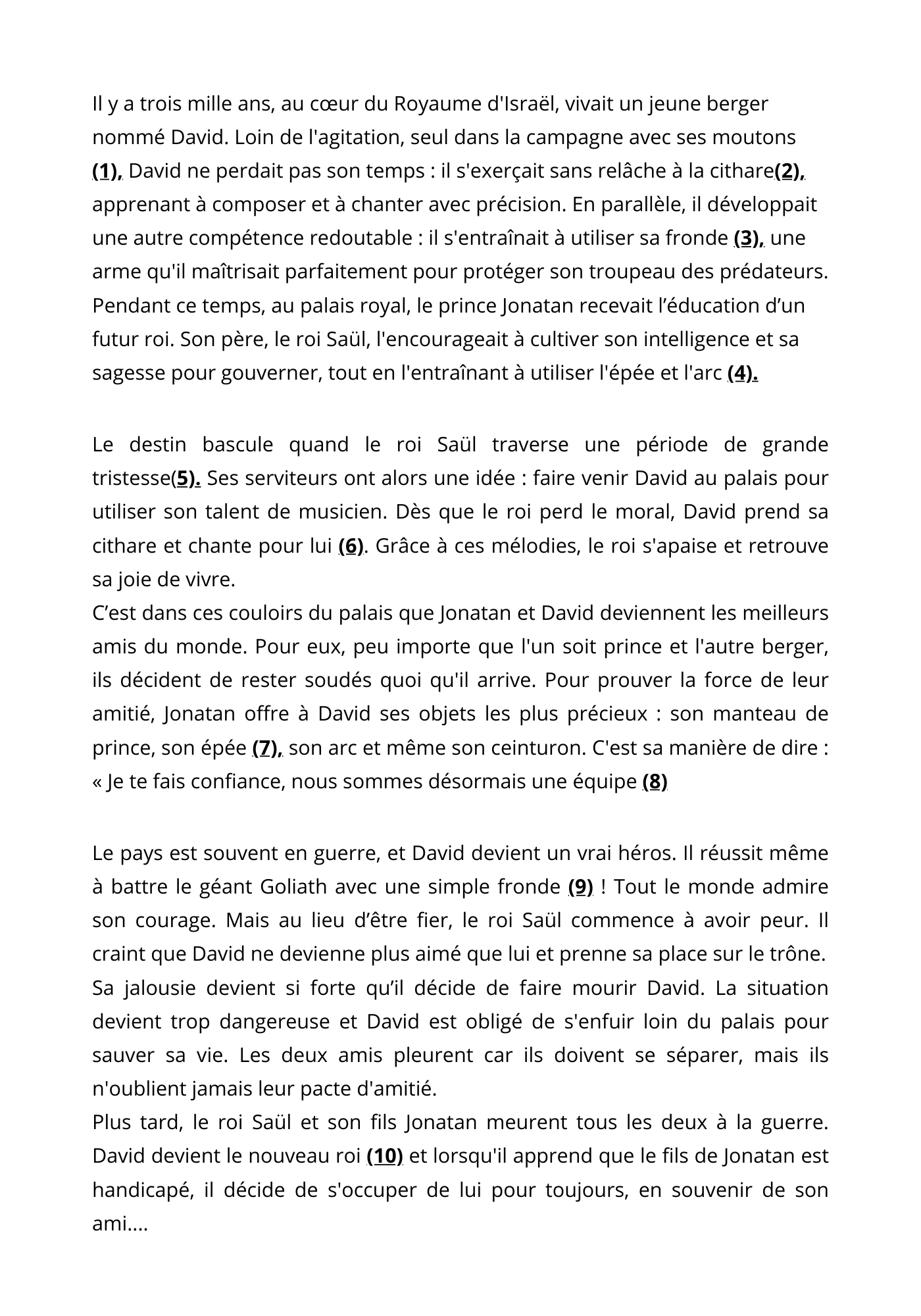 Réponses Activité CE1-CE2- David Le berger